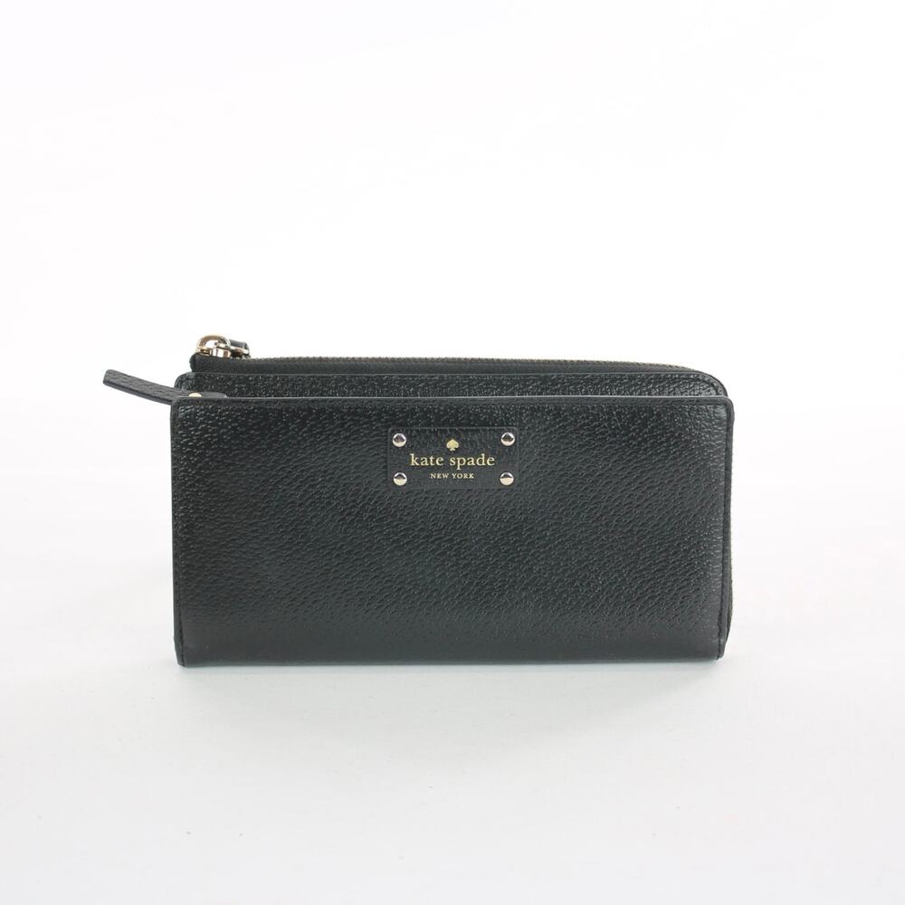 Kate Spade Black Textured Leather Zip Around Wristlet Wallet